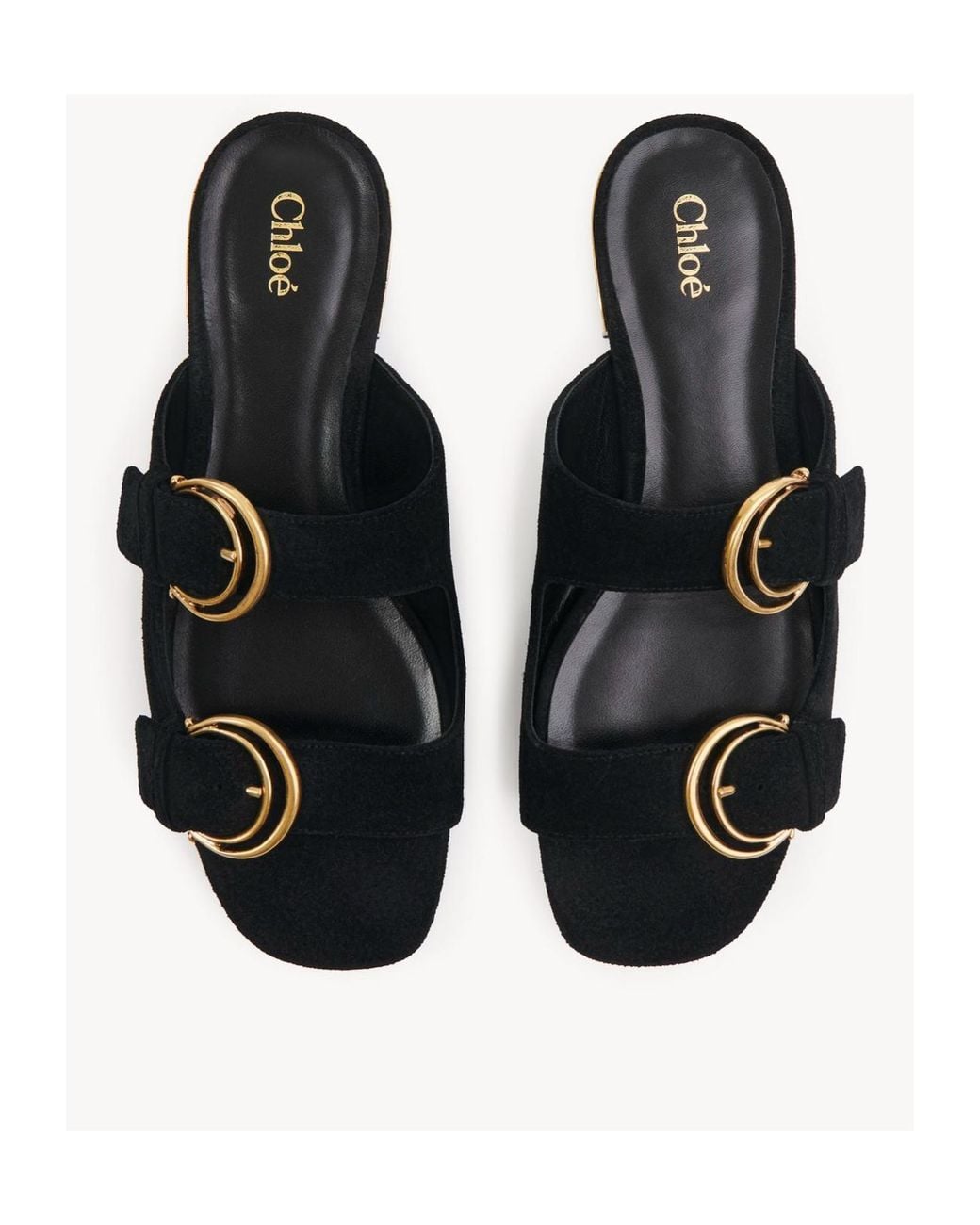 Chloé Black Chloé Alizè Double C Buckle Flat Sandals