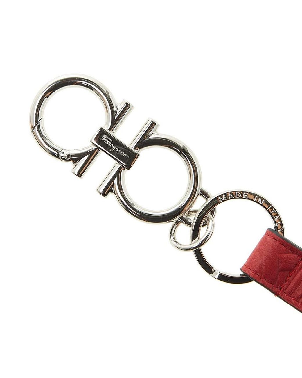 Ferragamo White Gancini Key Ring for men