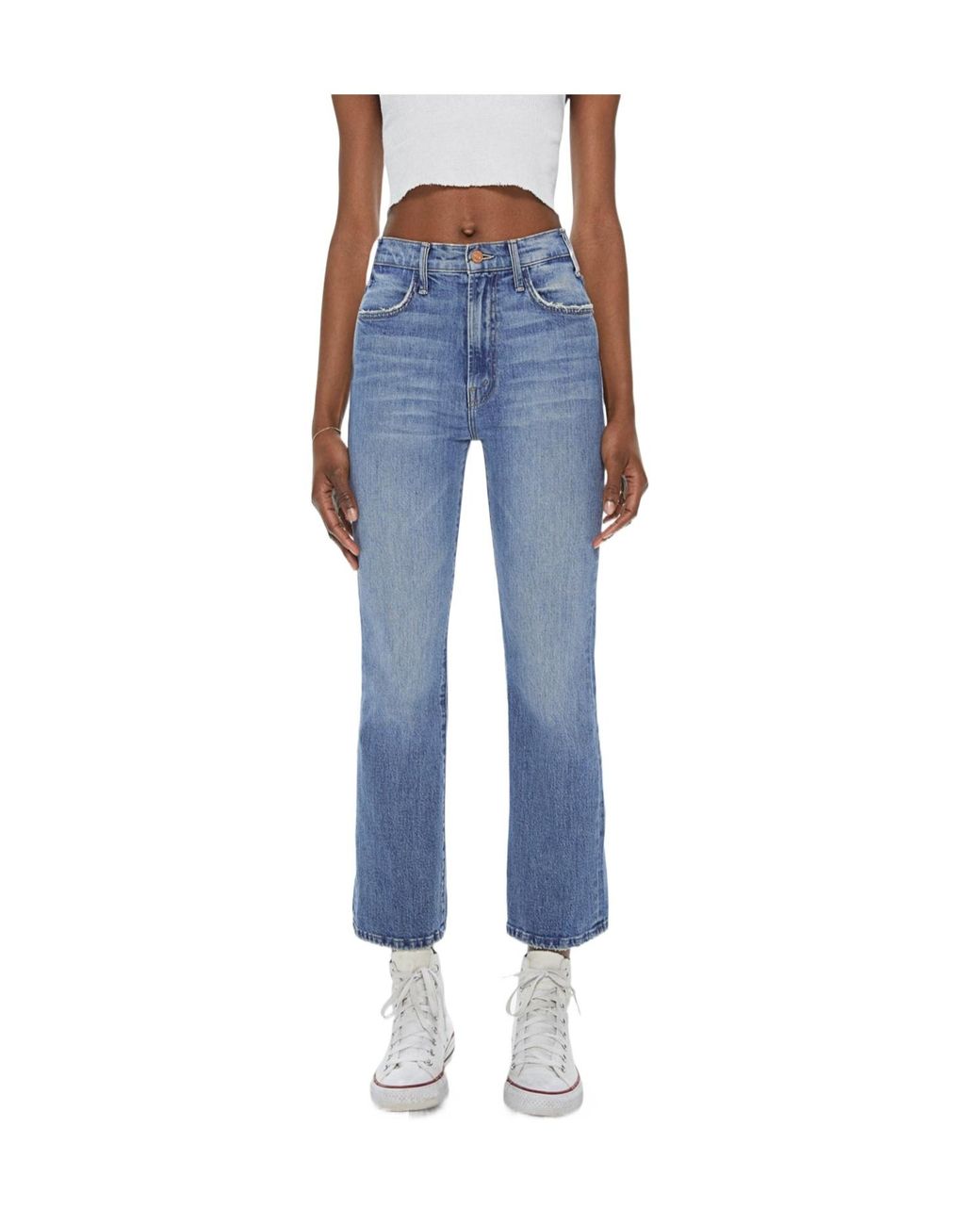 Mother Blue High Waist Flared Jeans
