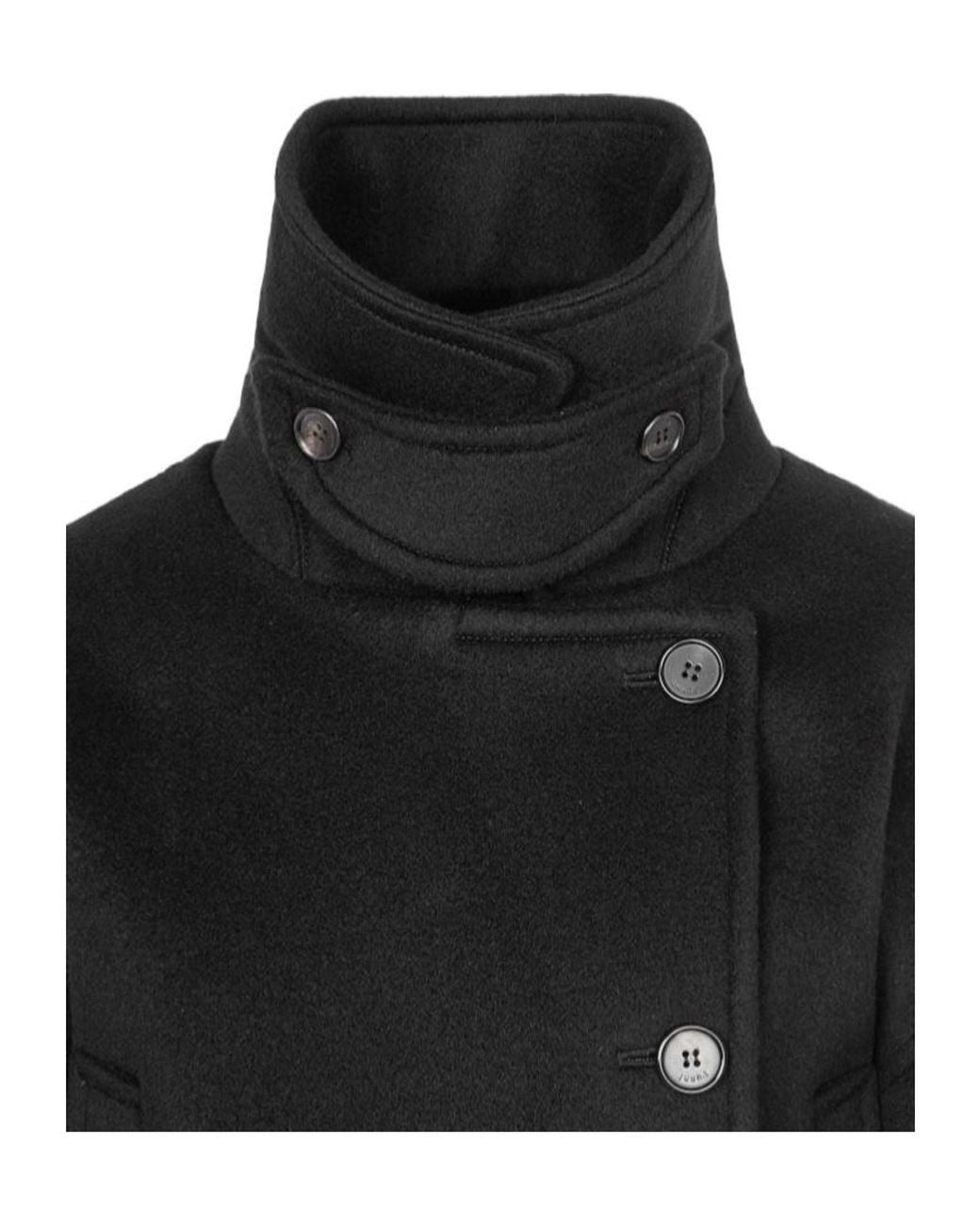 Juun.J Black Stand-Collar Long-Sleeved Coat