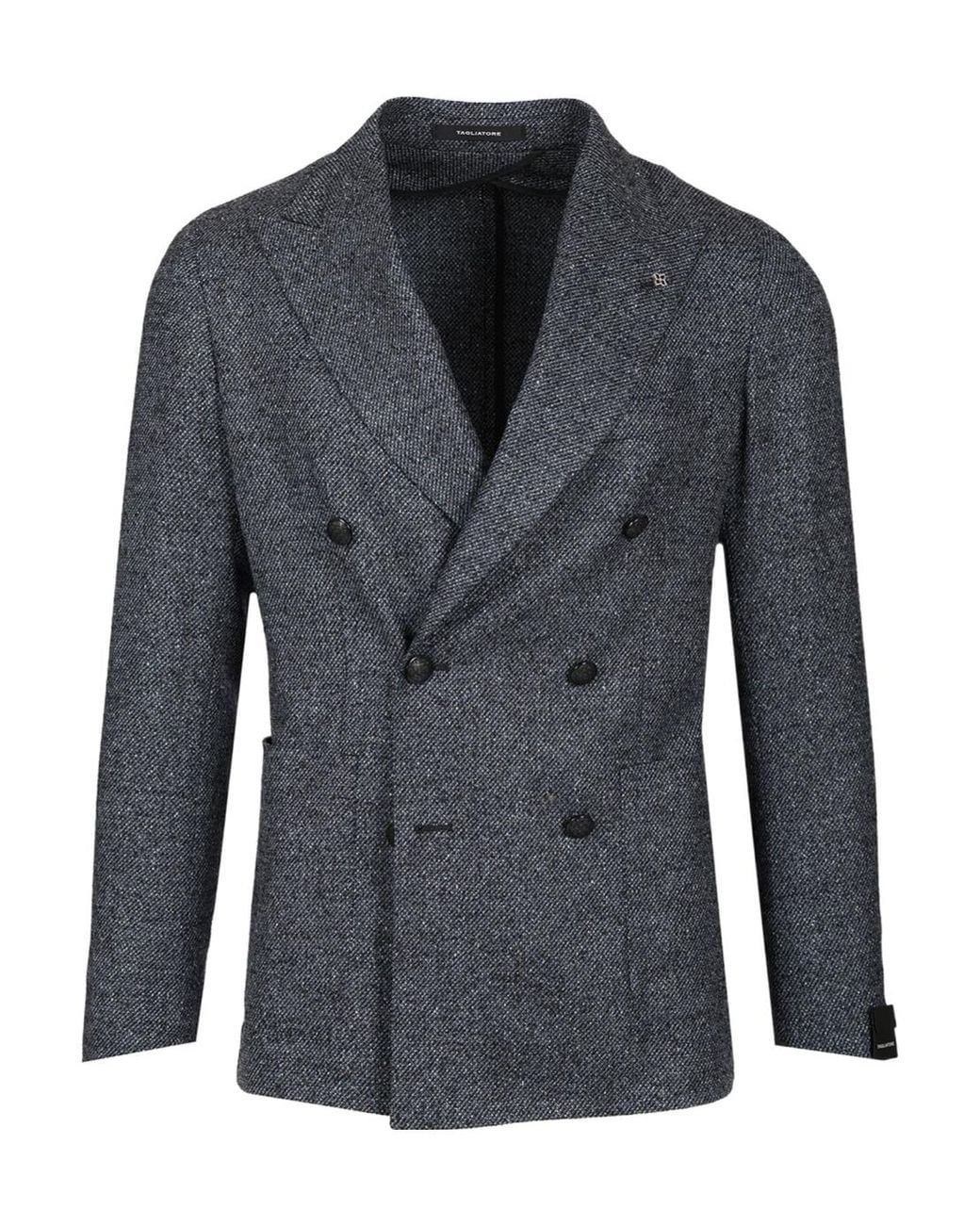 Tagliatore Blue Double-Breasted Tailored Blazer for men