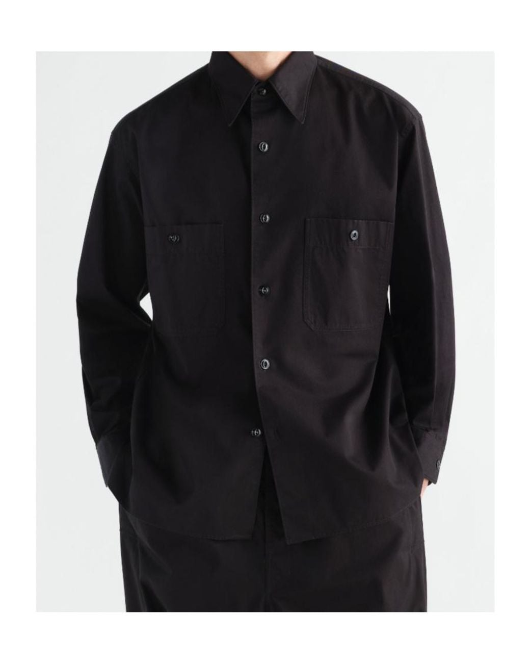 Lemaire Black Buttoned Two-Pocket Shirt for men