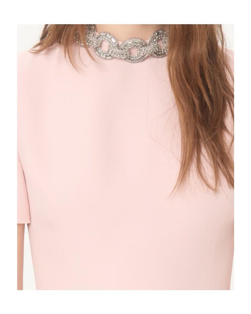 Valentino Pink Crepe Couture Embroidered Midi Dress