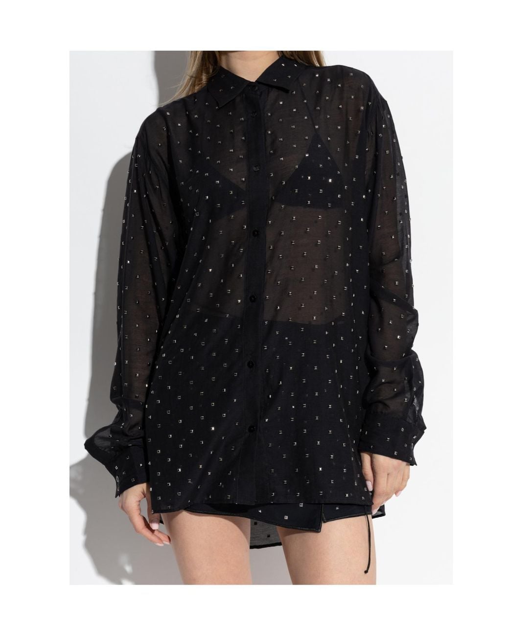 Oseree Blue Stud-Embellished Shirt