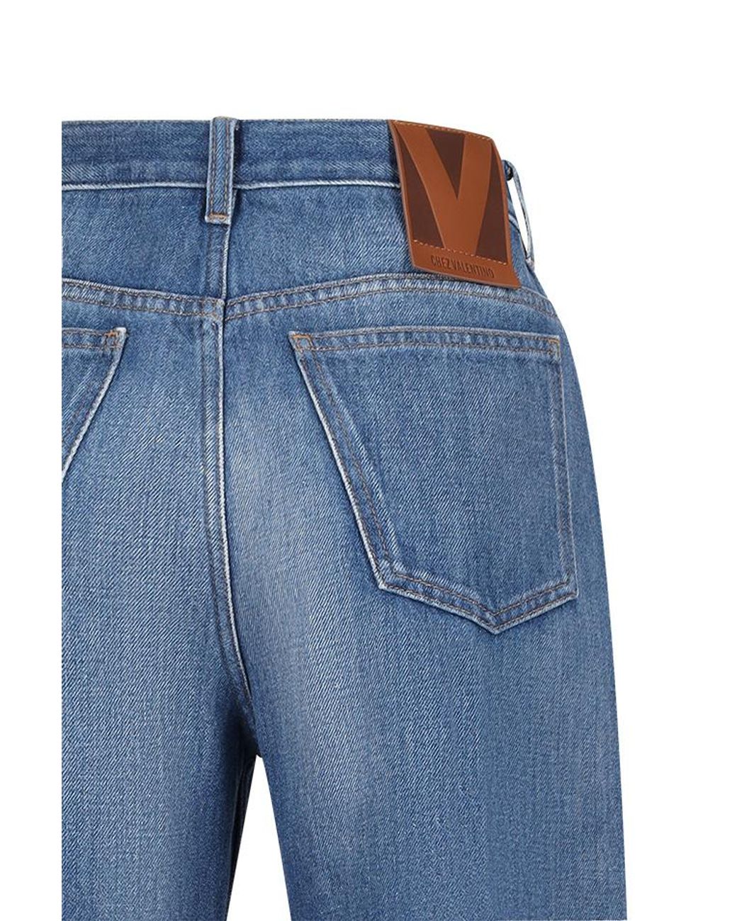 Valentino Blue Logo Patch Straight-Leg Jeans