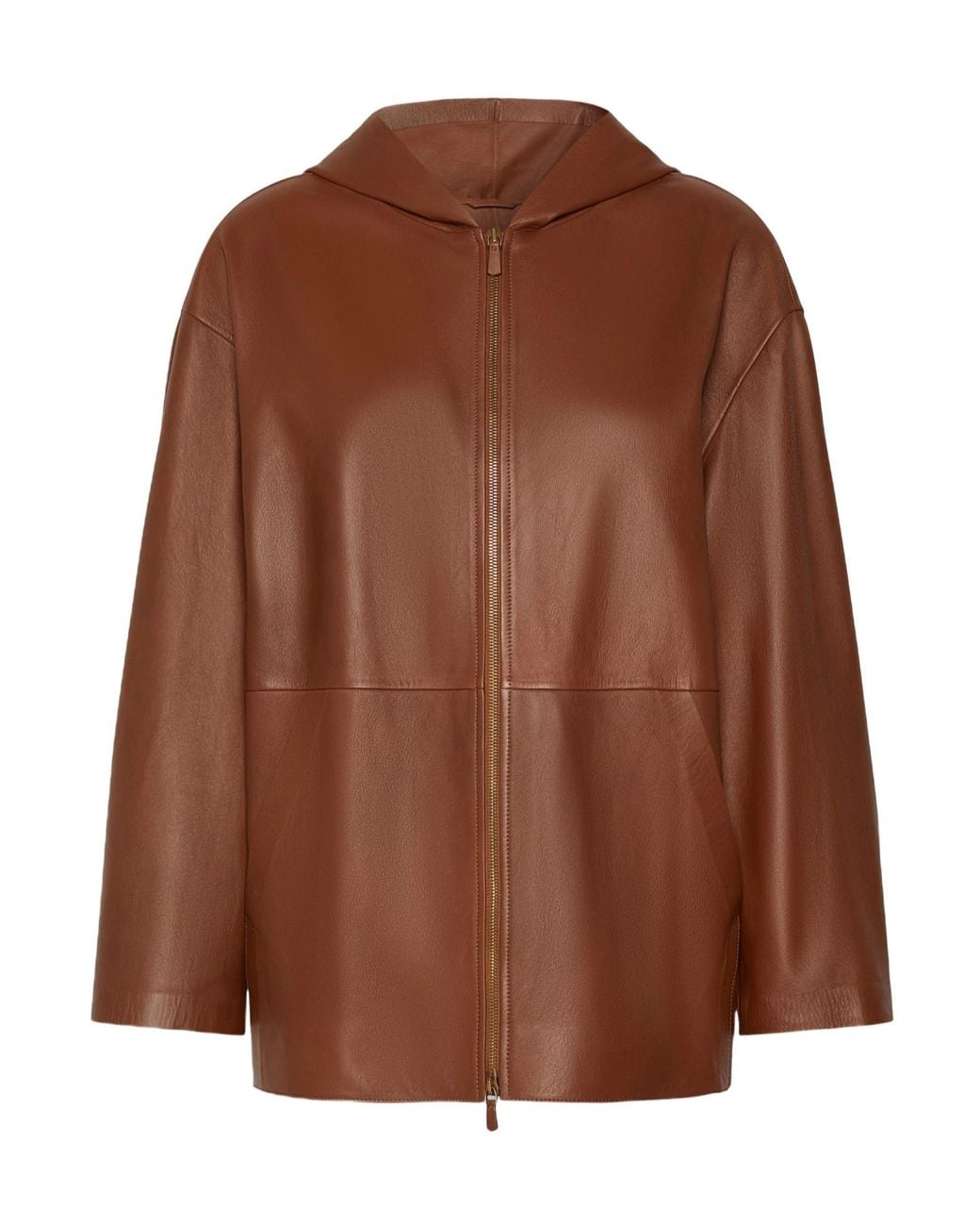 Max Mara Brown Mxmacinoso Zip-Up Hooded Jacket