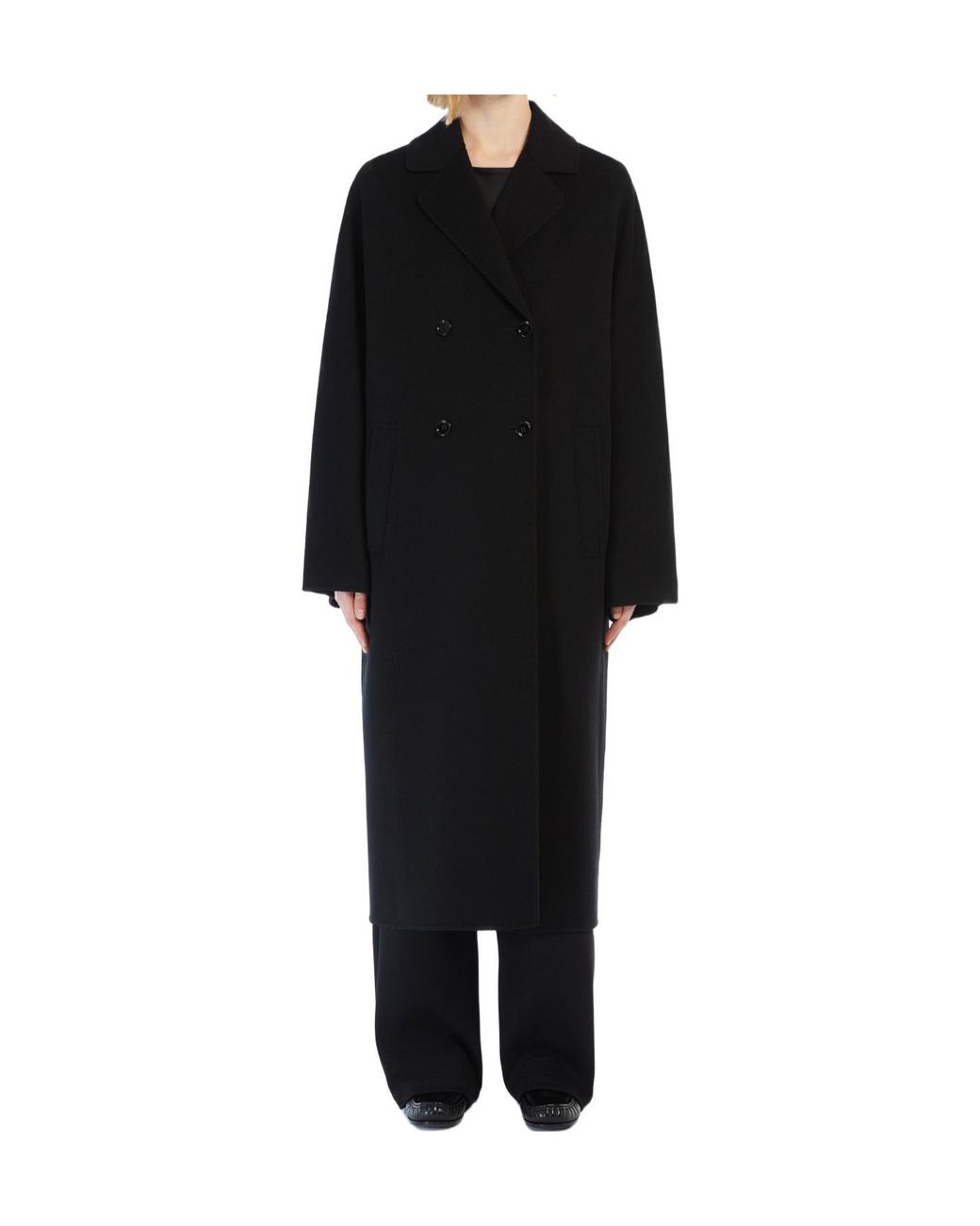 Max Mara Black 'S Double-Breasted Long-Sleeved Coat