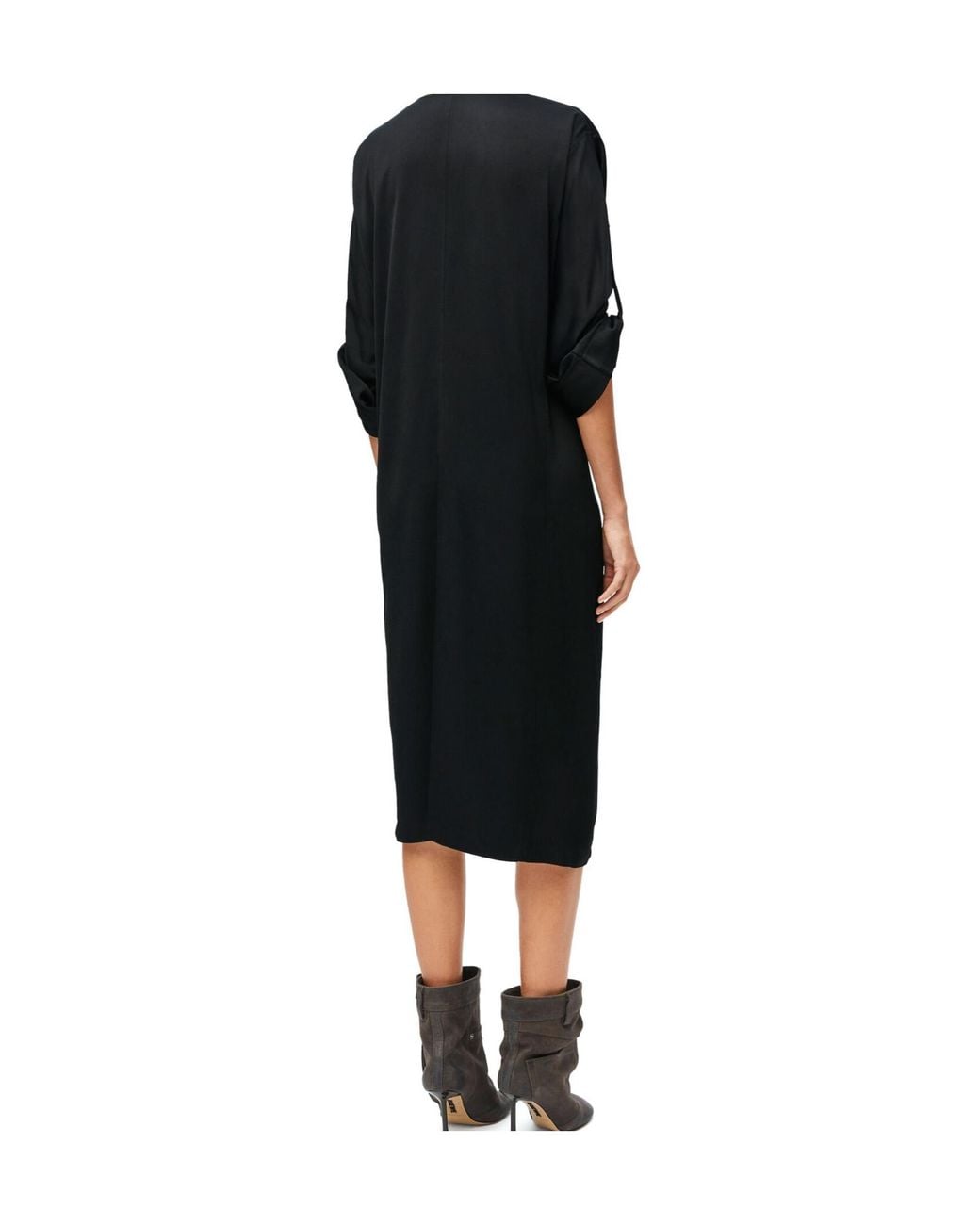 Loewe Black Round-Neck Pebble Midi Dress