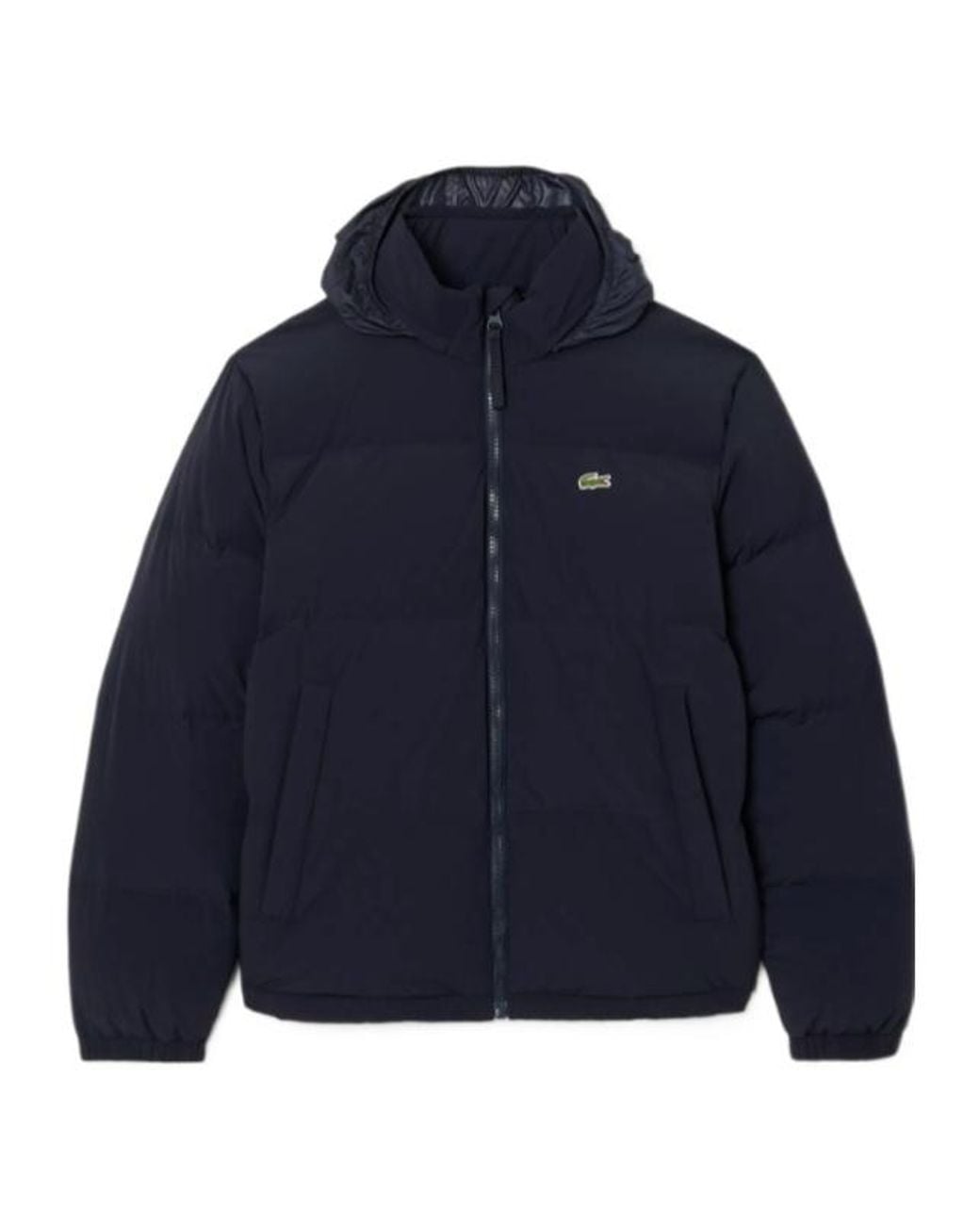 Lacoste Blue Water-Repellent Hooded Down Jacket for men