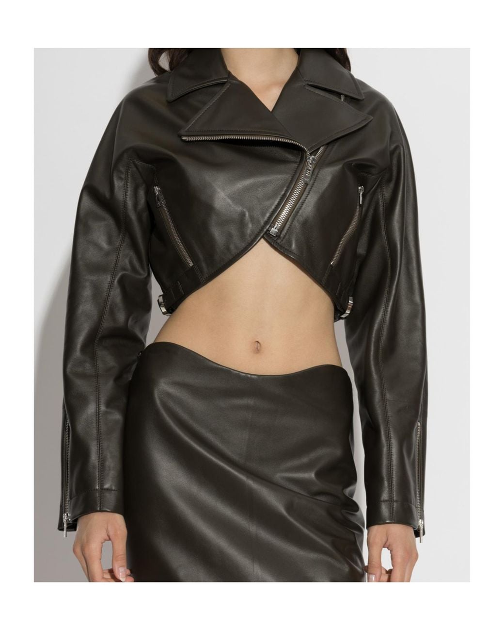 Alaïa Black Alaïa Zip-Detailed Cropped Biker Jacket