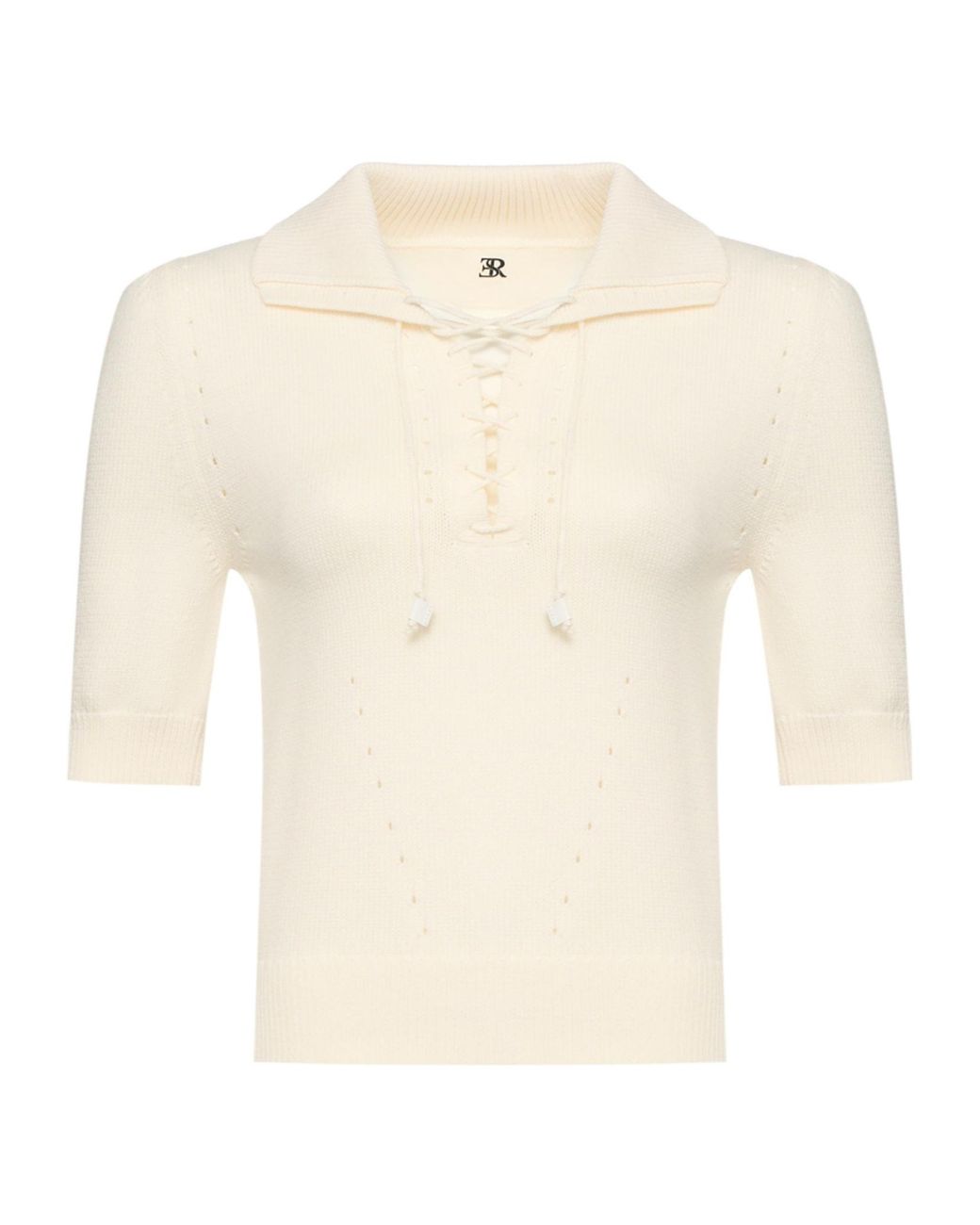 Ermanno Scervino White Lace-Up Perforated T-Shirt