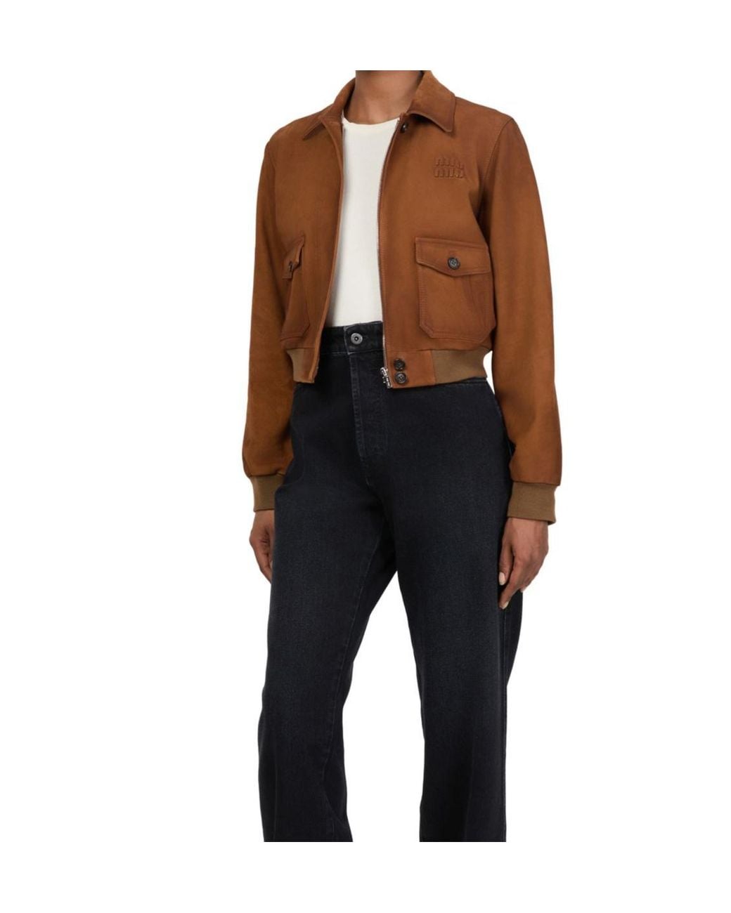 Miu Miu Brown Lapel Long-Sleeved Casual Jacket