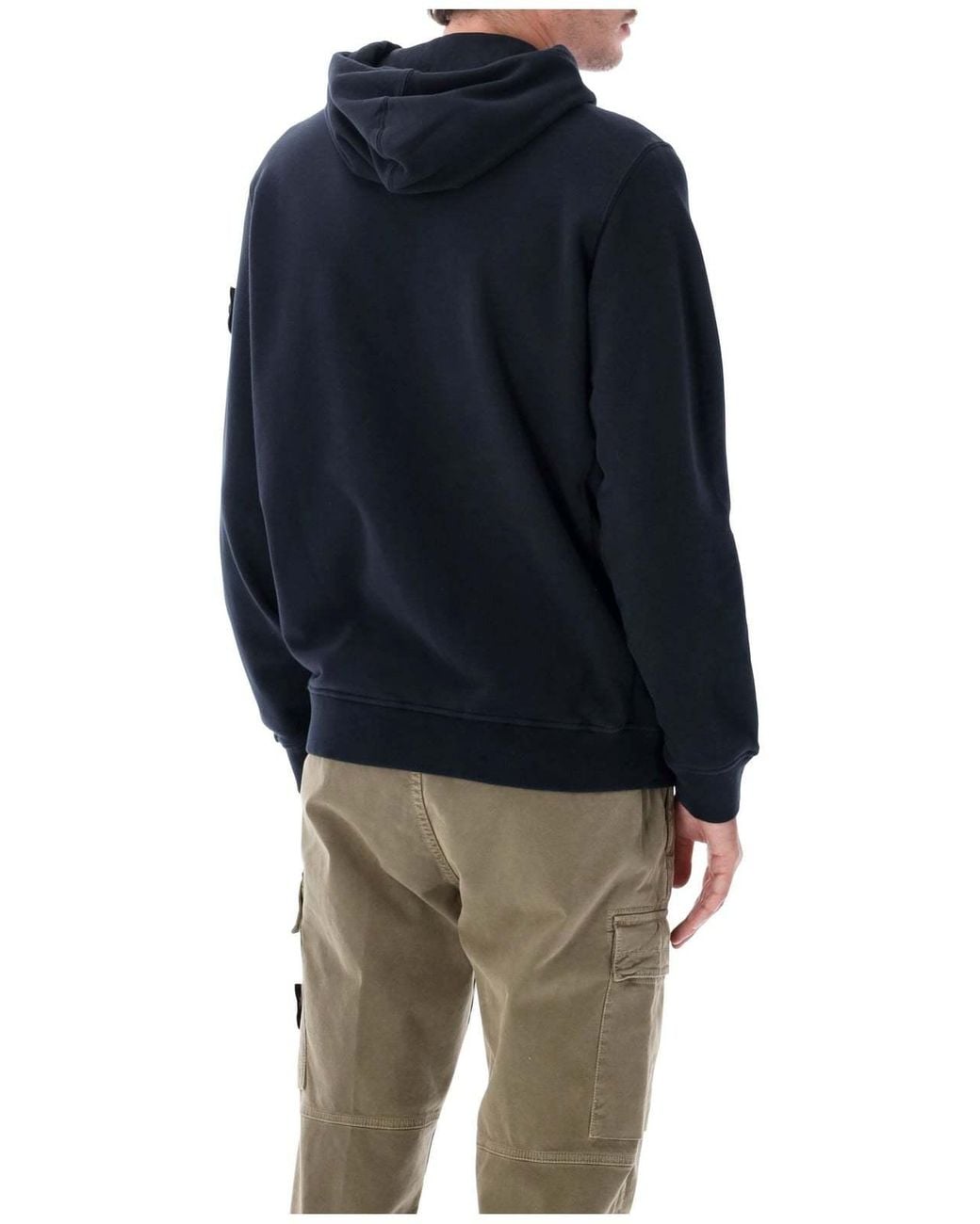 Stone Island Blue Zip-Up Compass Patch Hoodie for men