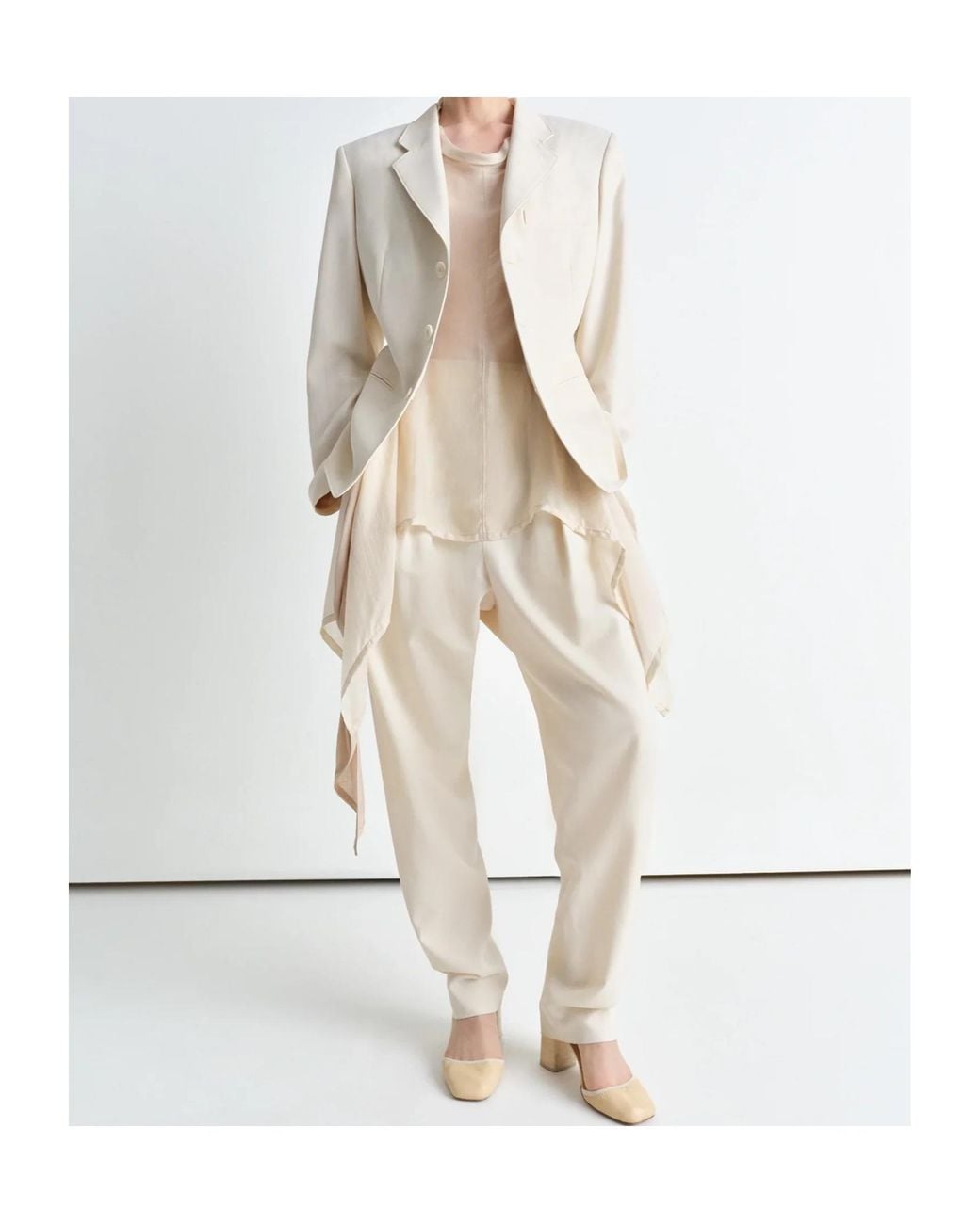 Lemaire White Single-Breasted Tailored Blazer