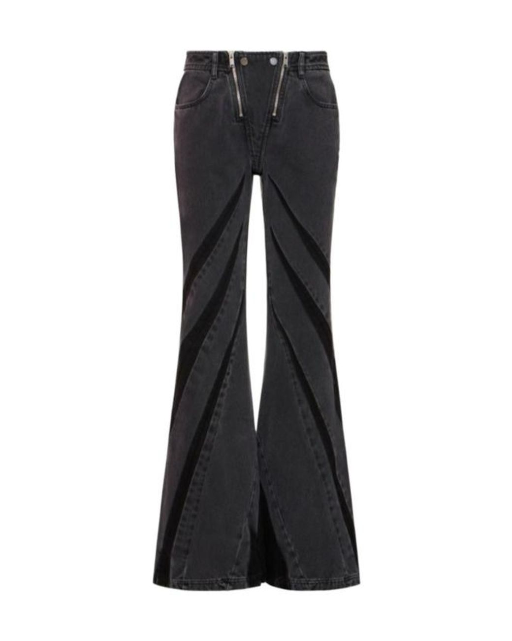 Dion Lee Black Flared Zip Low Rise Denim Jeans