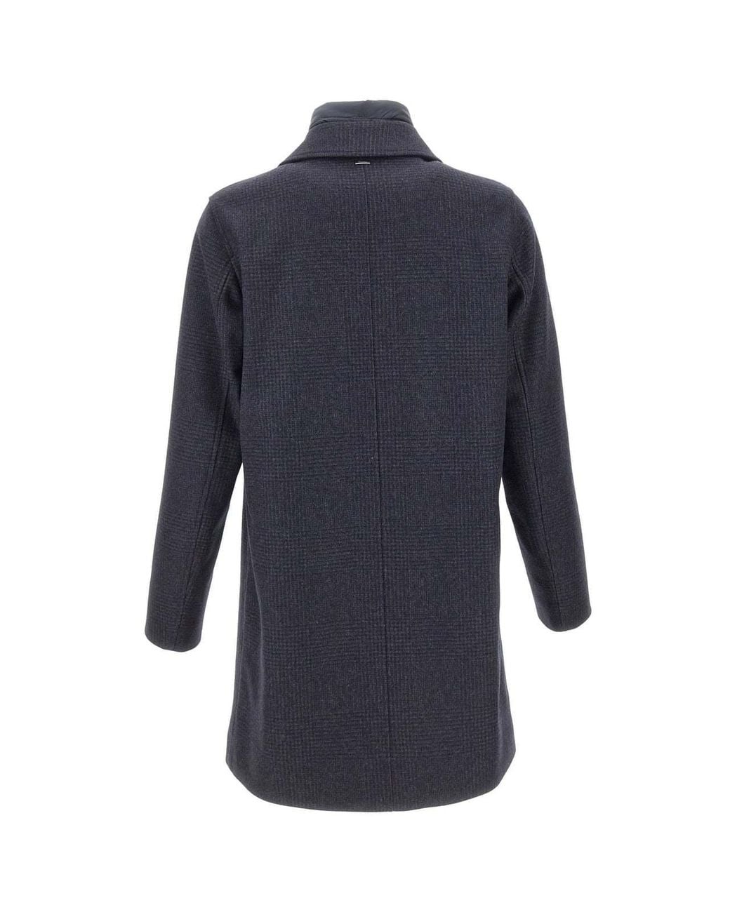 Herno Blue Checked Bib-Insert Coat for men