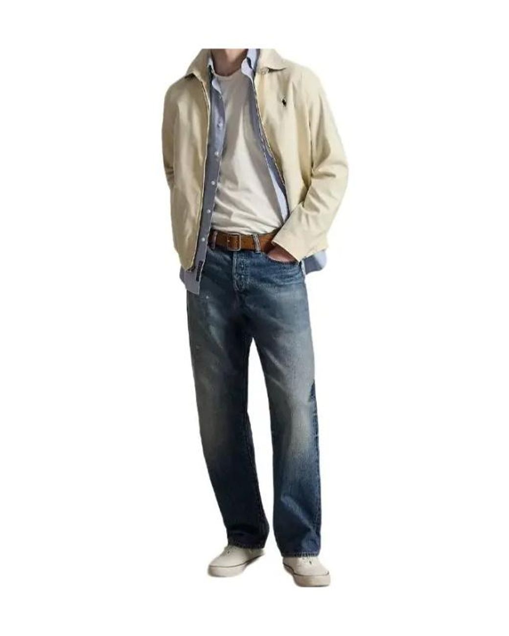 Polo Ralph Lauren White Embroidered-Logo Zip-Up Ligthweight Jacket for men