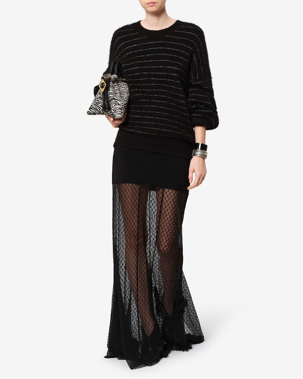 Isabel Marant Black Ioana Long Plumetis Lace Skirt