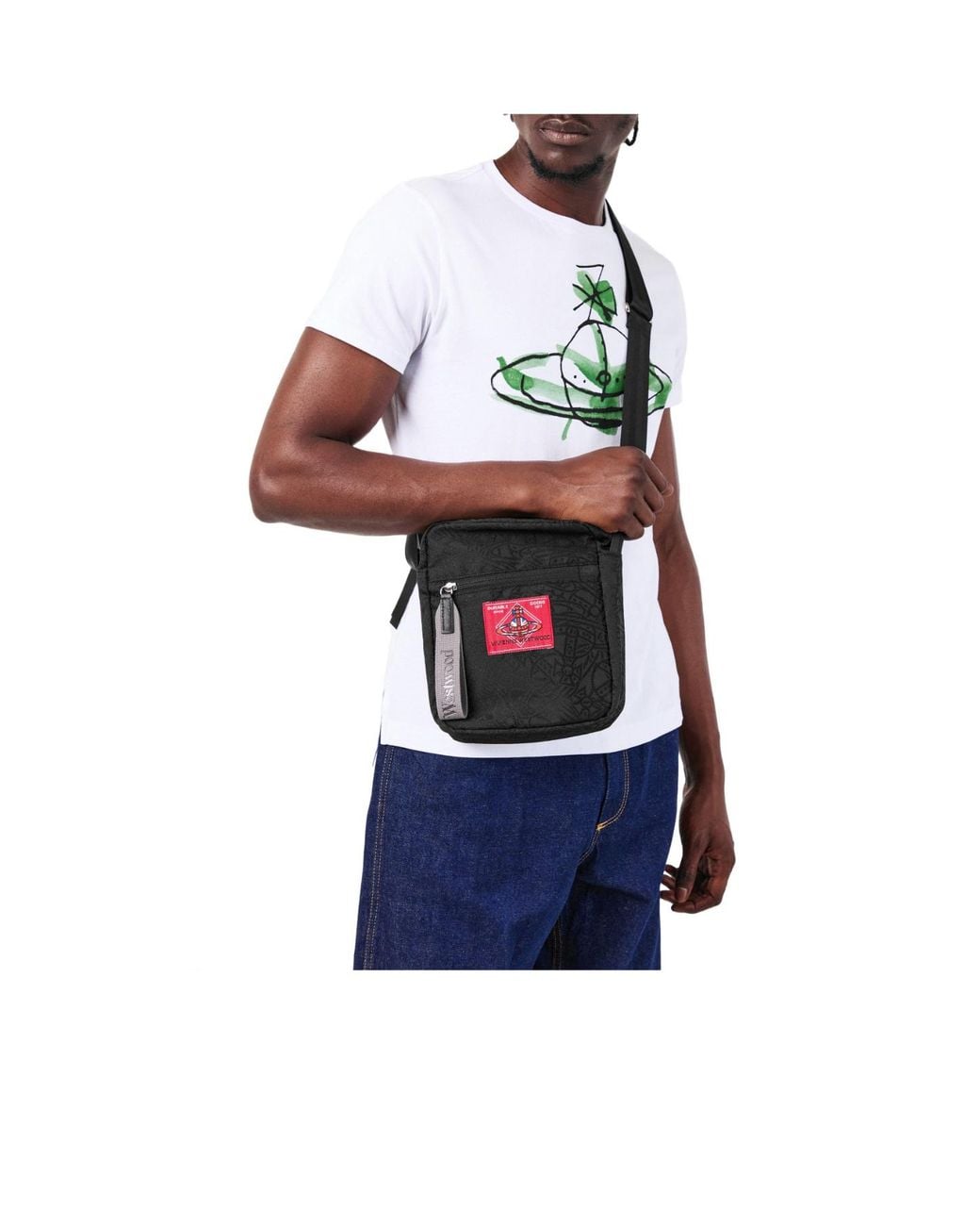 Vivienne Westwood Black Jacquardnylon Vertical Crossbody Bag for men
