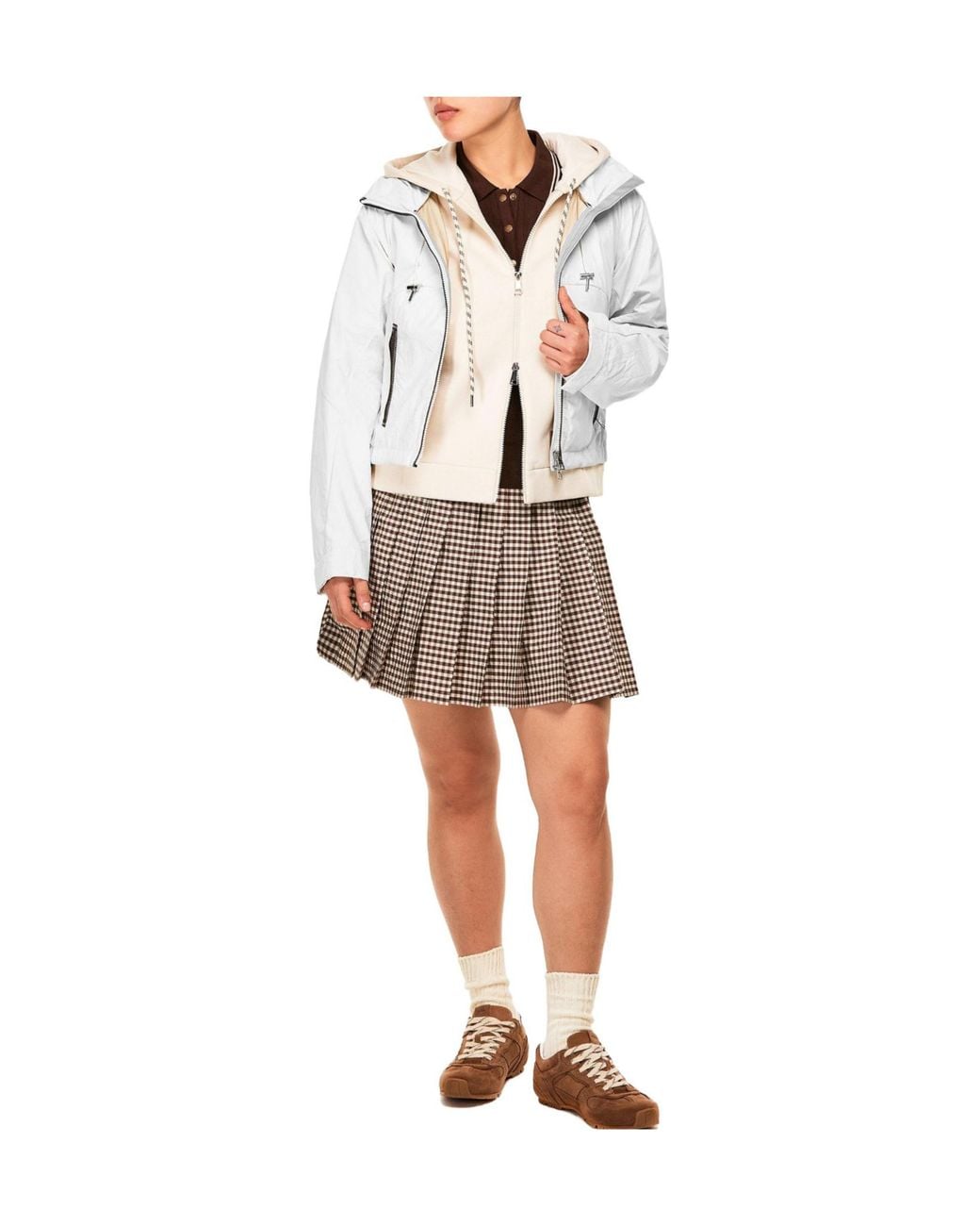 Moncler Gray Cropped Hooded Wind Jacket