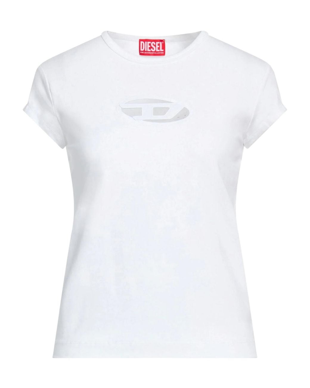 DIESEL White Solid-Colored T-Shirt
