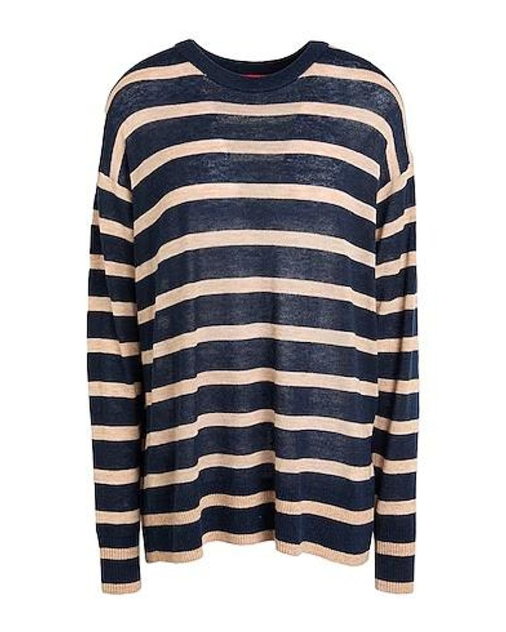 MAX&Co. Blue Striped Knit Top