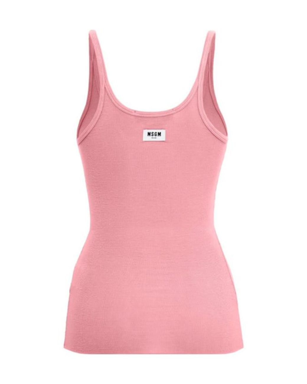 MSGM Pink Ribbed Stretch Viscose Tank Top