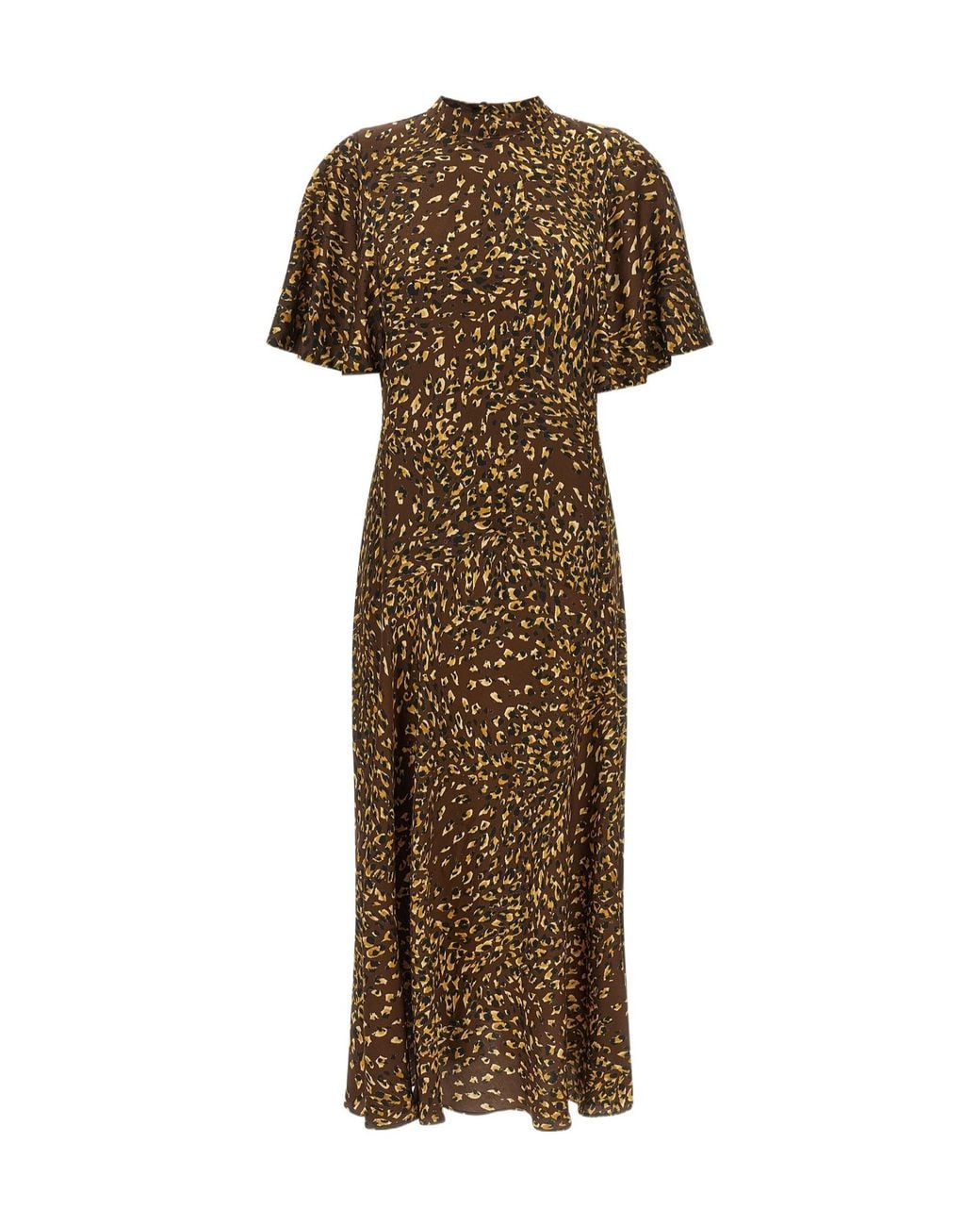 Twinset Natural Animal Print High-Neck Dress