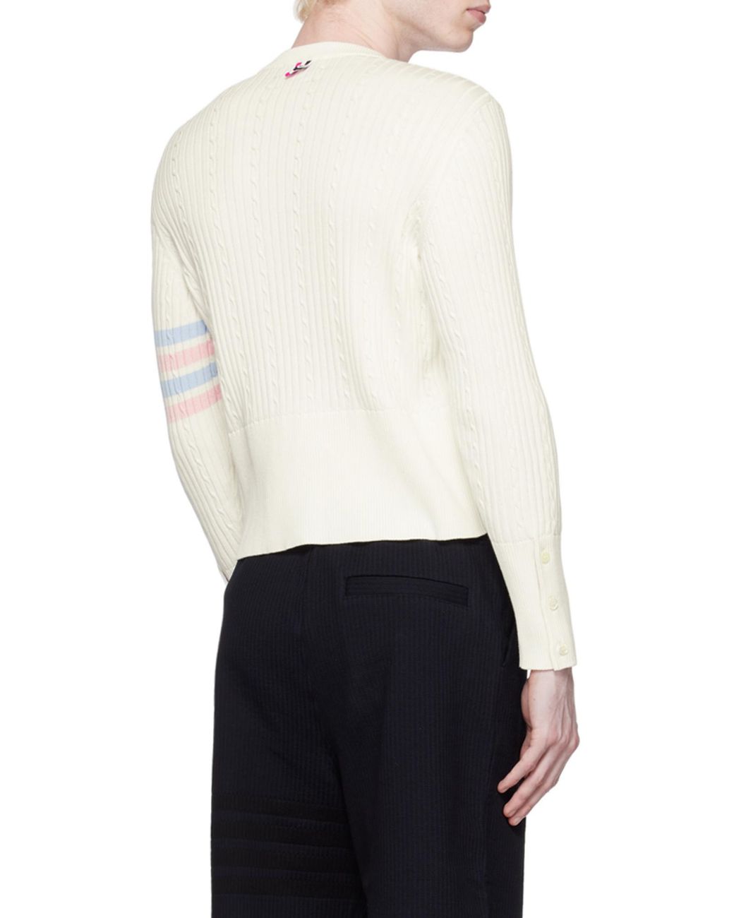 Thom Browne White 4-Bar Cable-Knit Jumper for men