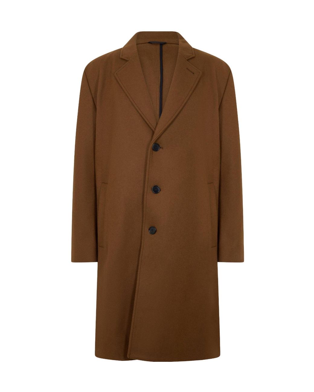 Boss Brown Camel Single-Breasted Long Coat for men