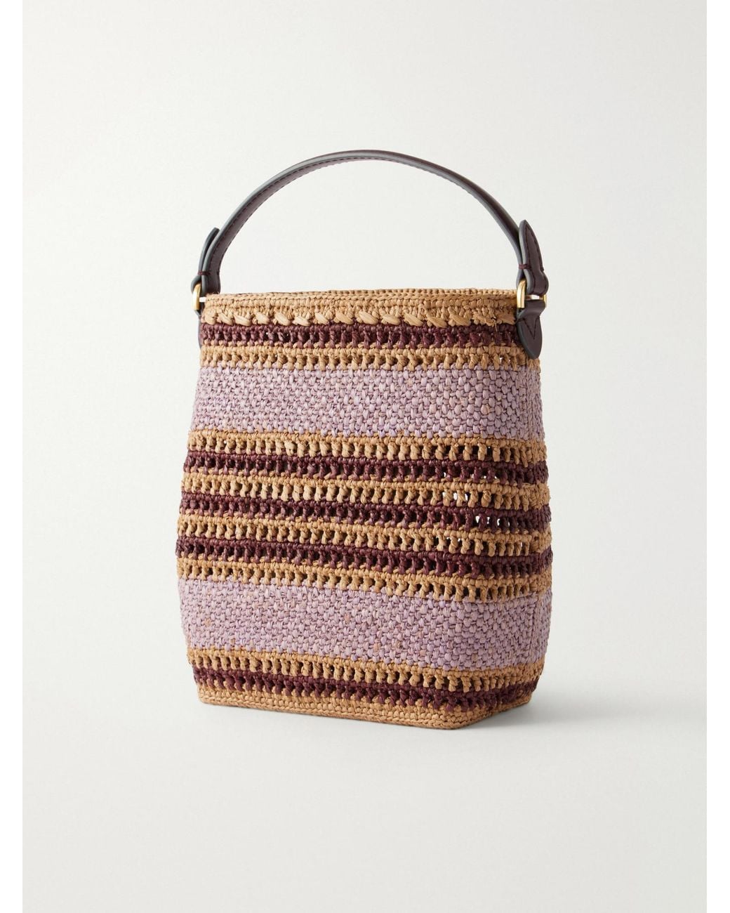 Anya Hindmarch Pink Striped Raffia Cross Body Bag