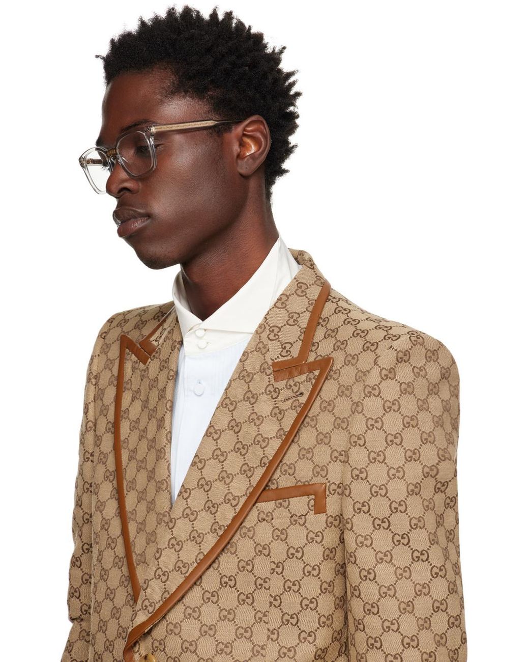 Gucci Natural Eyewear Square Frame Glasses for men