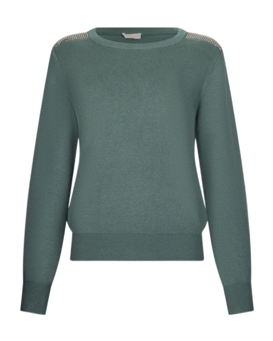 Liu Jo Green Beaded Crew-Neck Sweater