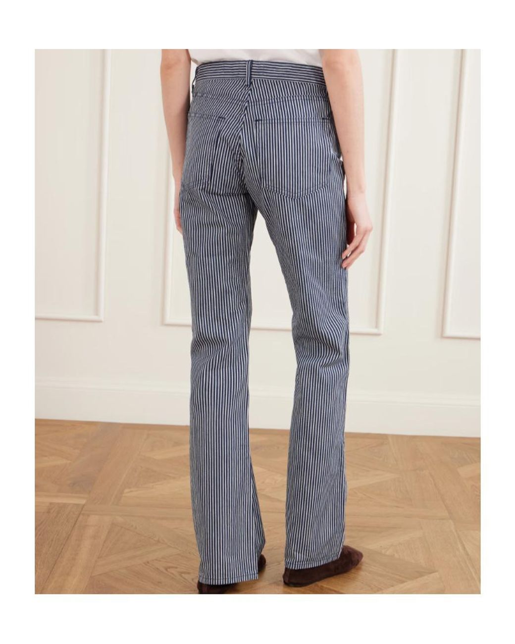 Nili Lotan Blue Celia Striped Straight-Leg Jeans
