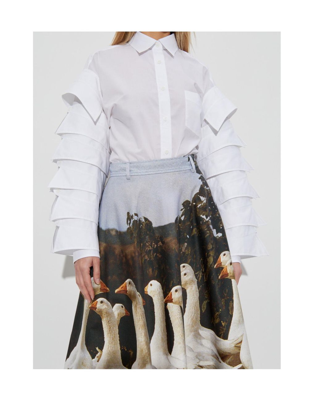 Moschino White Flared Curved Hem Shirt
