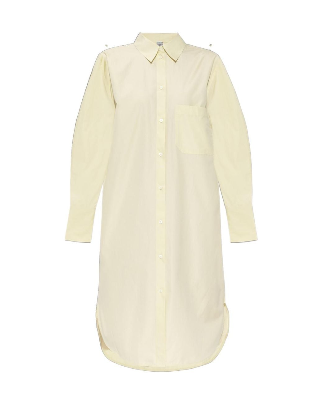 Totême White Long-Sleeve Button-Down Shirt Dress