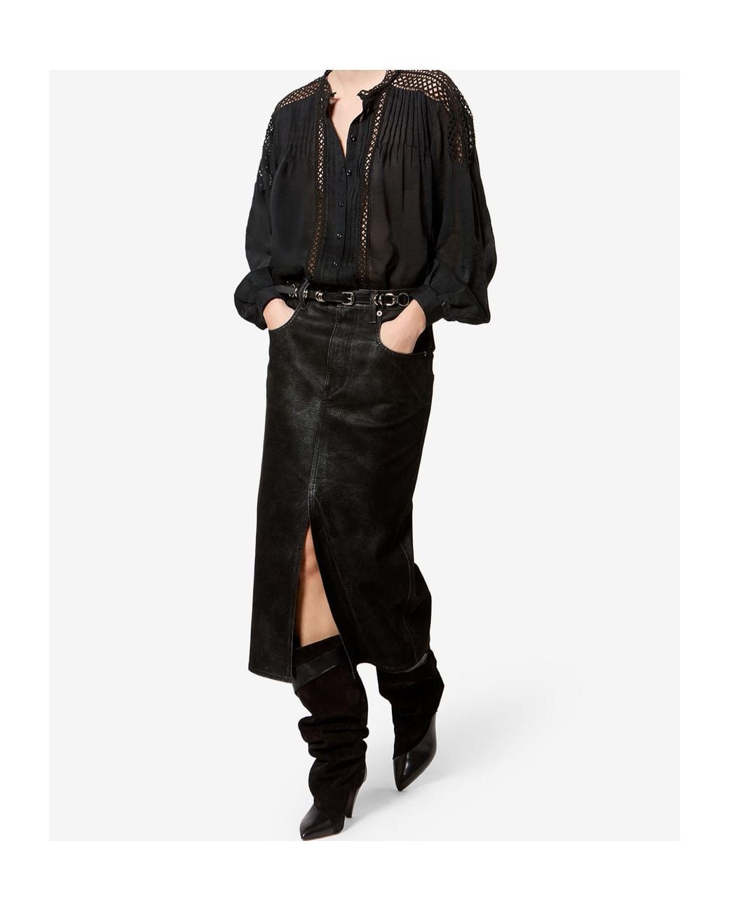 Isabel Marant Black Belt-Loop Skirt