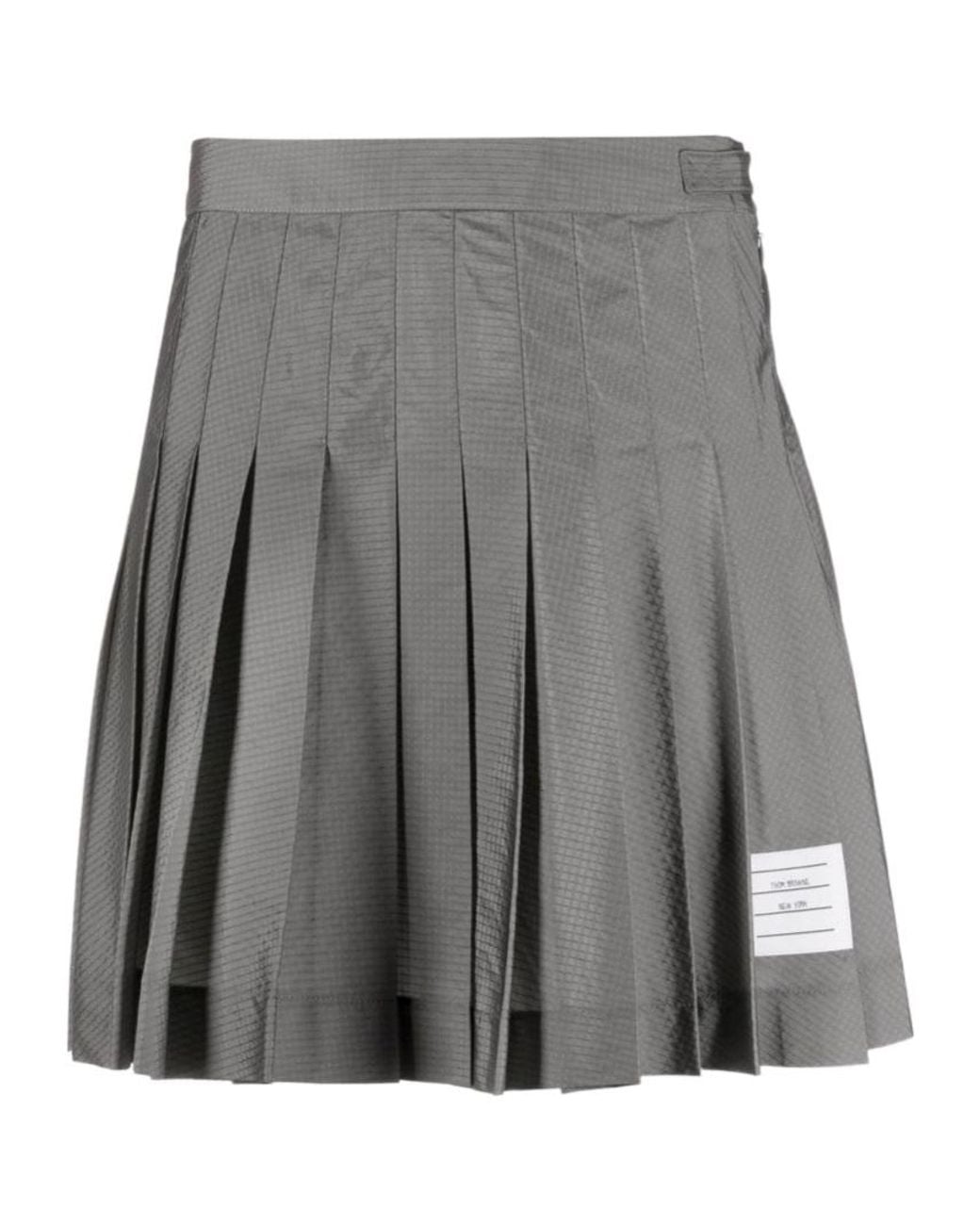 Thom Browne Gray Ripstop Mini Skirt