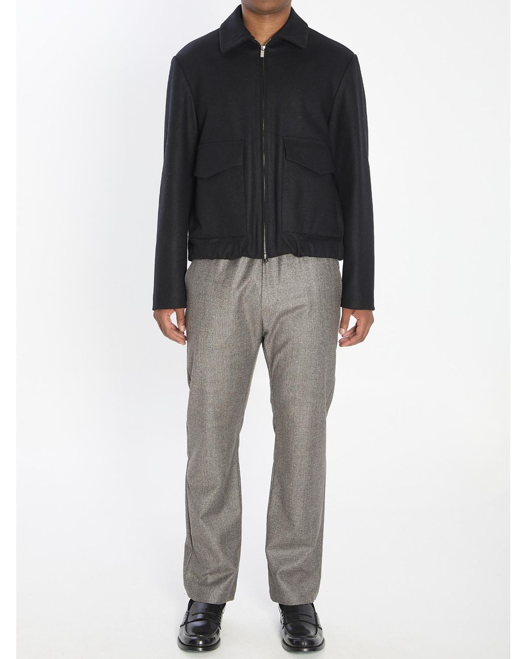 Barena Black Point Collar Zipped Jacket for men