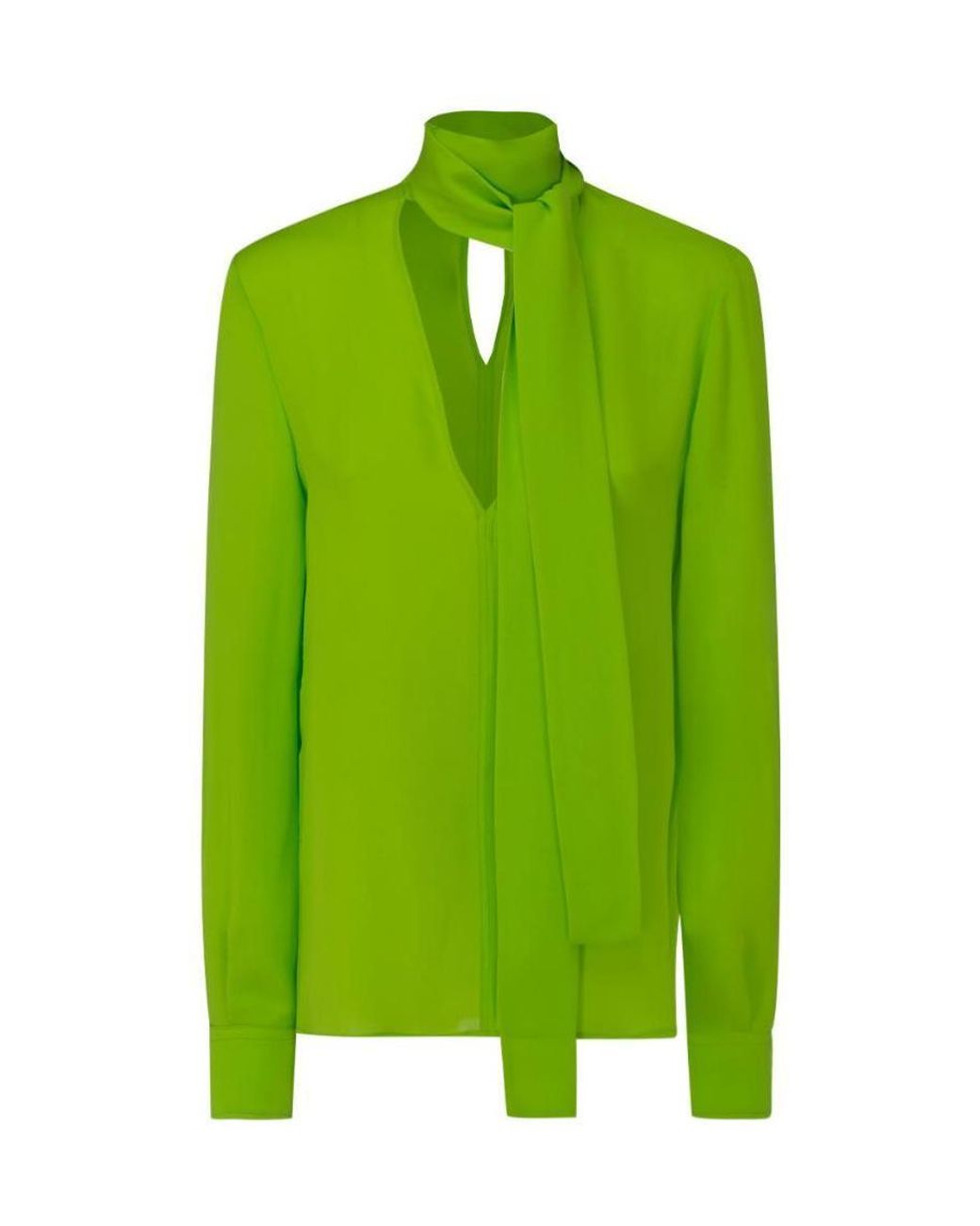 Valentino Green Long-Sleeved Silk Blouse