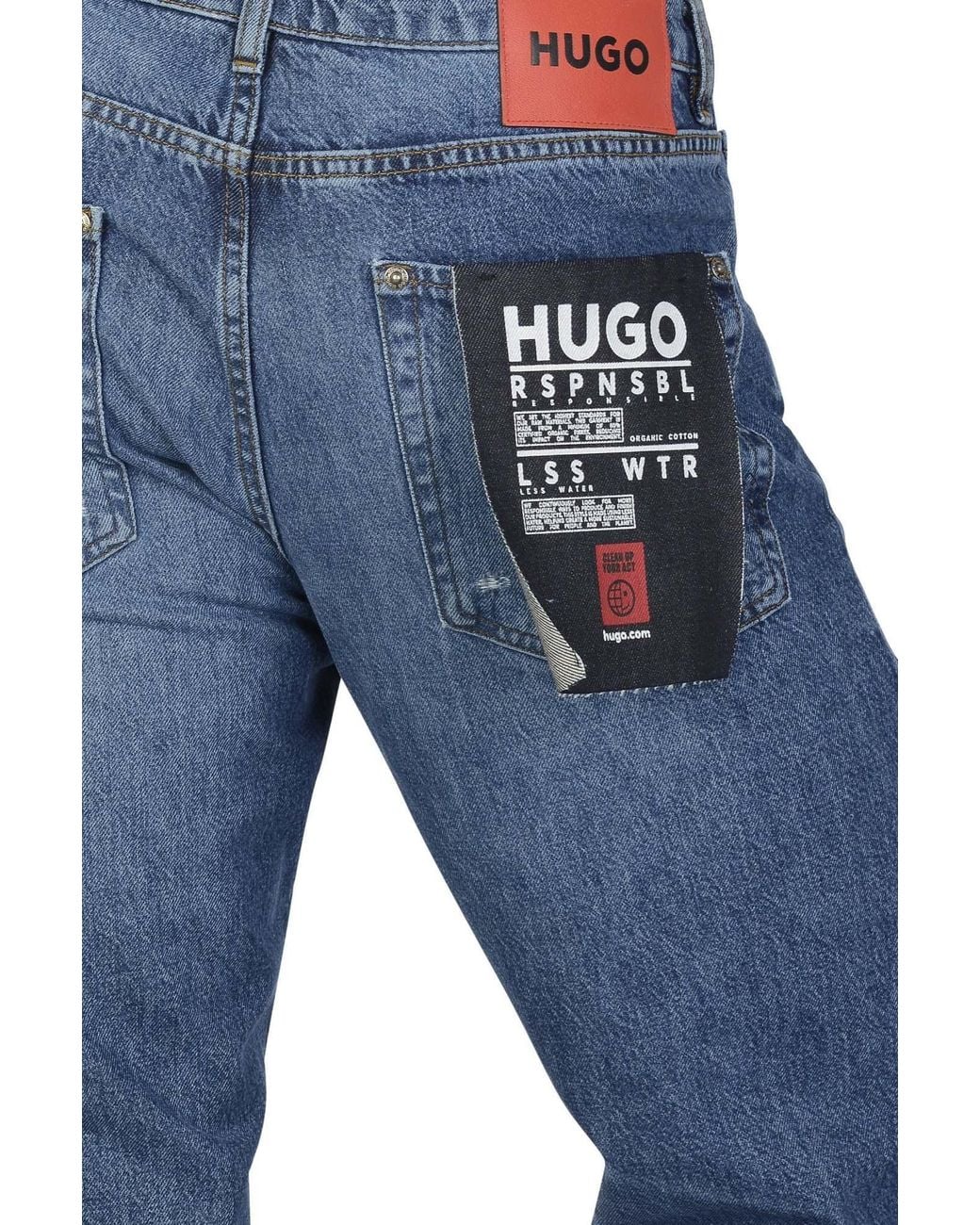 Boss Blue Hugo Straight Leg Distressed Jeans for men