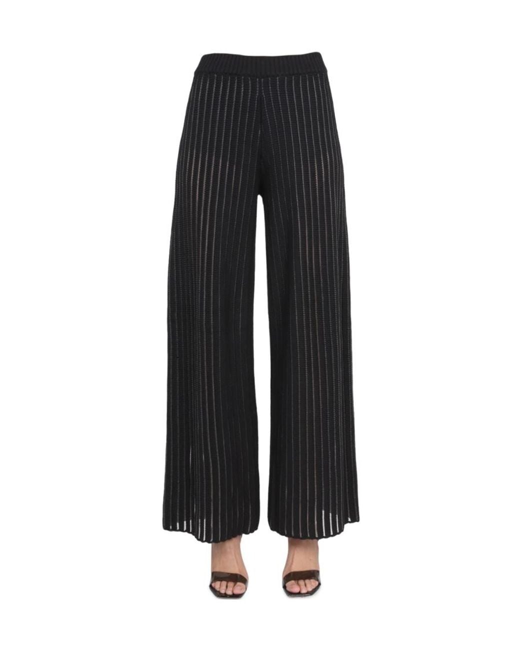 Fabiana Filippi Black Straight-Leg Ribbed Trousers