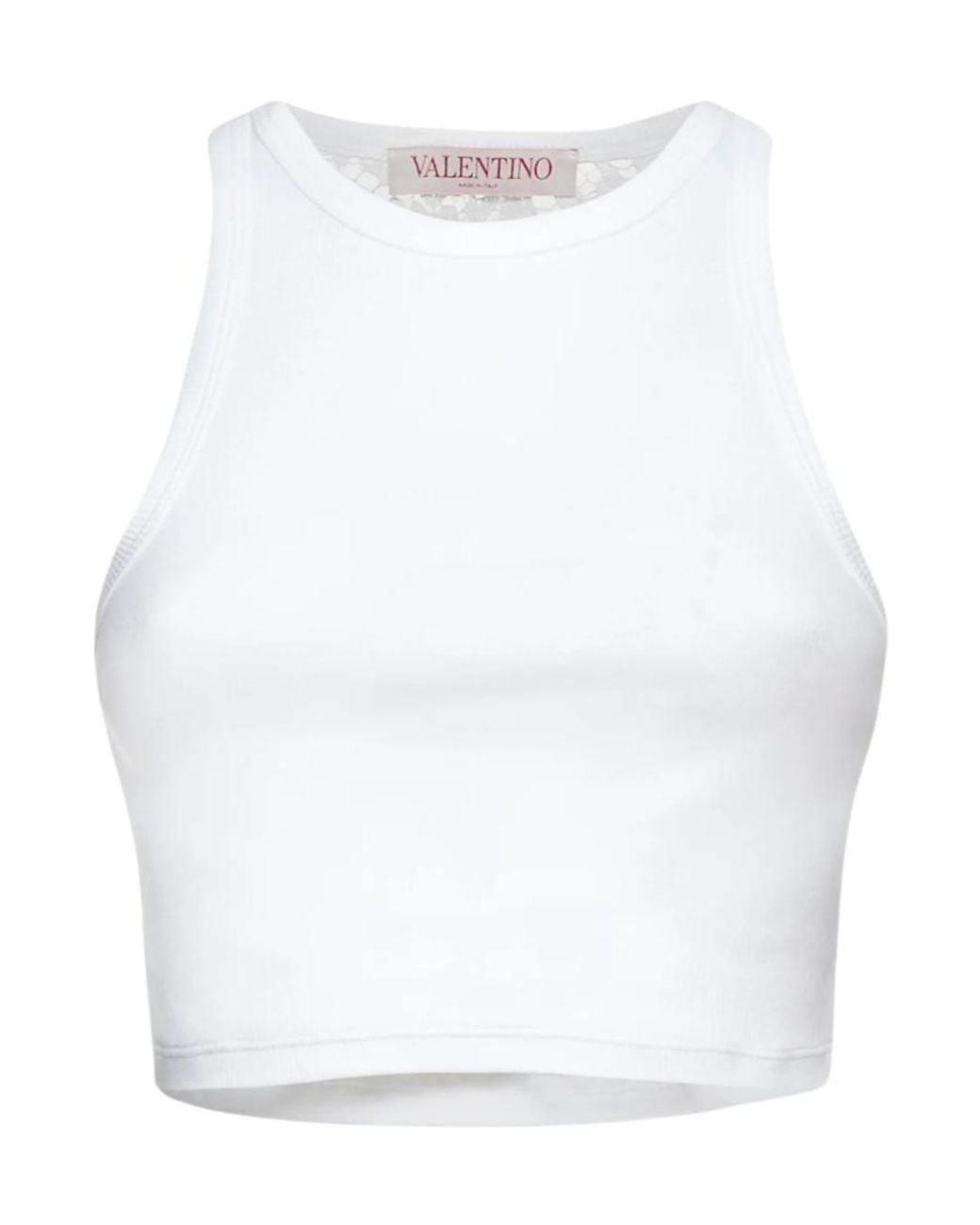 Valentino White Round-Neck Spliced Short Vest