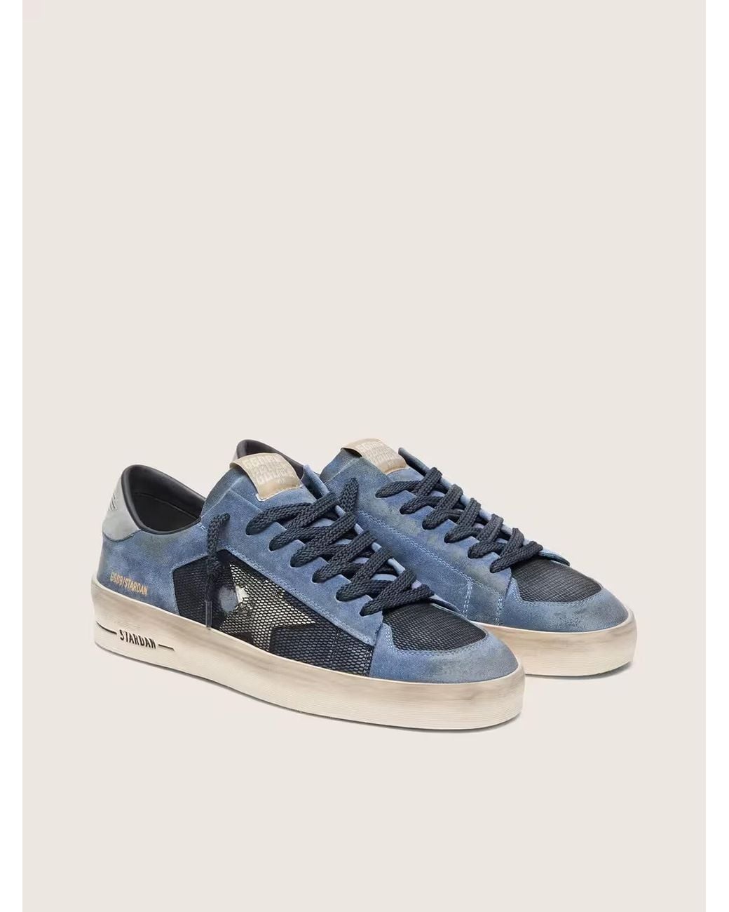 Golden Goose Deluxe Brand Blue Stardan Lace-Up Sneakers for men