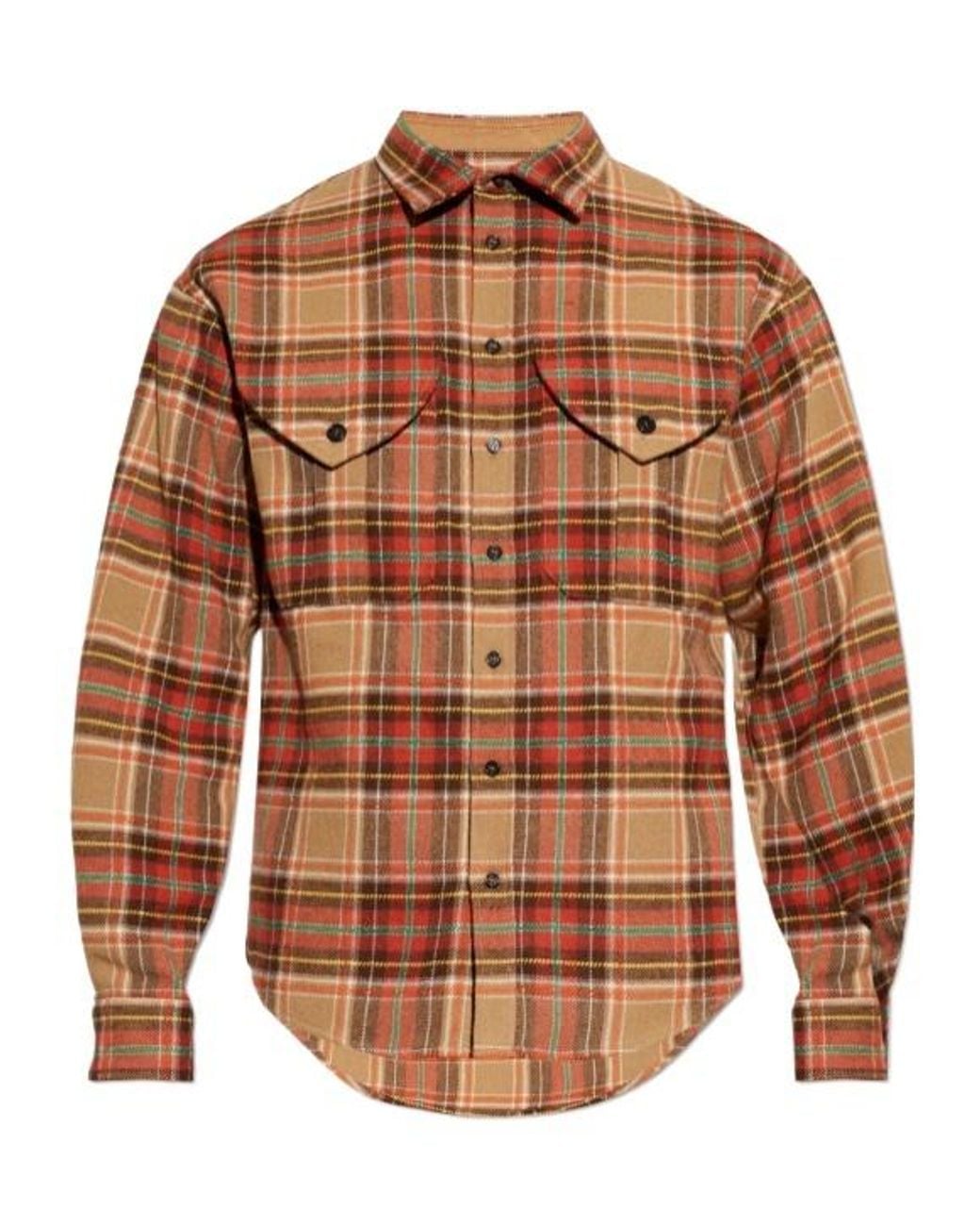 DSquared² Brown Checked Pattern Long-Sleeved Shirt for men