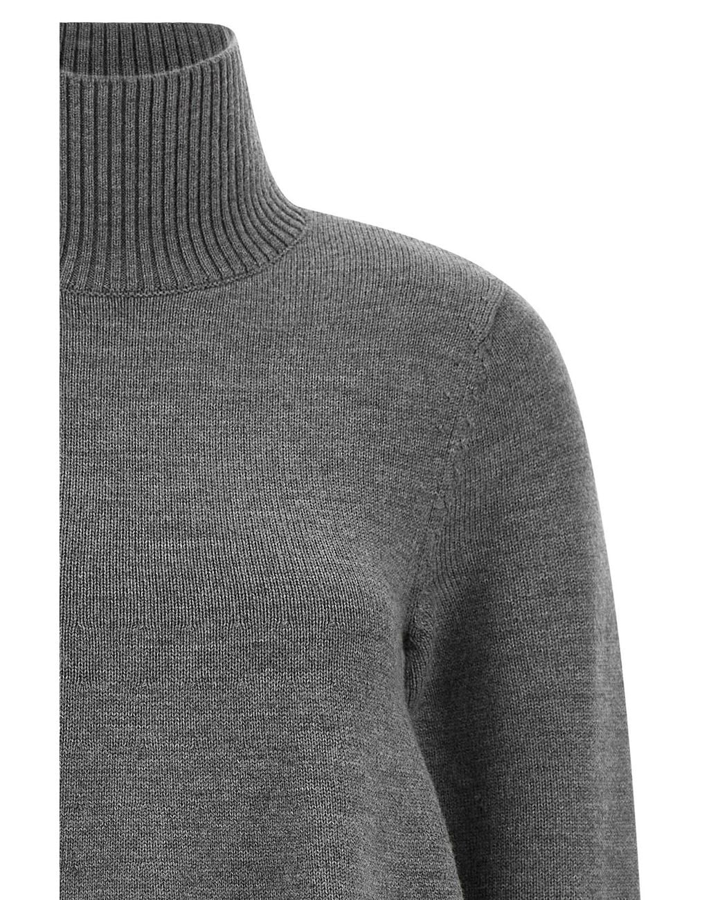 Totême  Gray Roll-Neck Flared Sweater