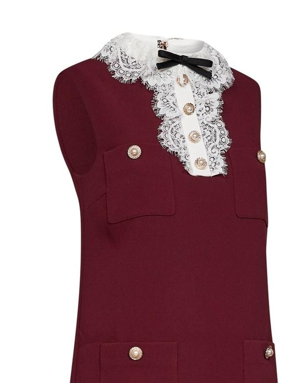 Self-Portrait Purple Mini Dress Bordeaux Crepe Polyester