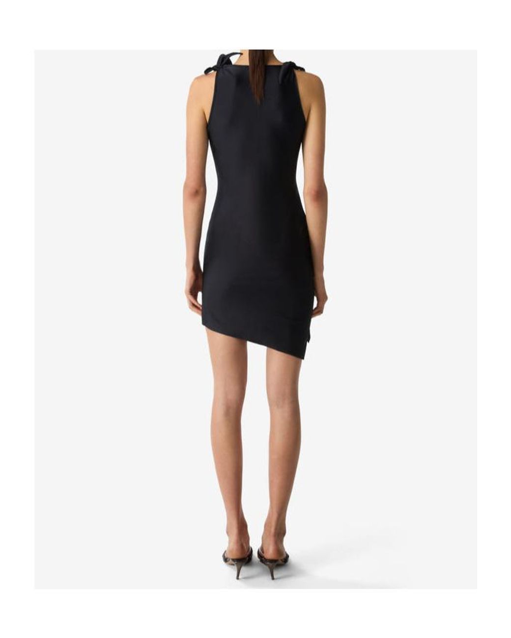 Coperni Black Asymmetric Flower Mini Dress