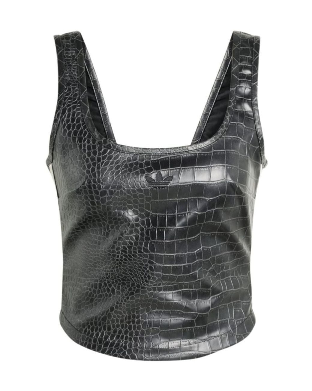 Adidas Originals Gray Pleather Corset Top
