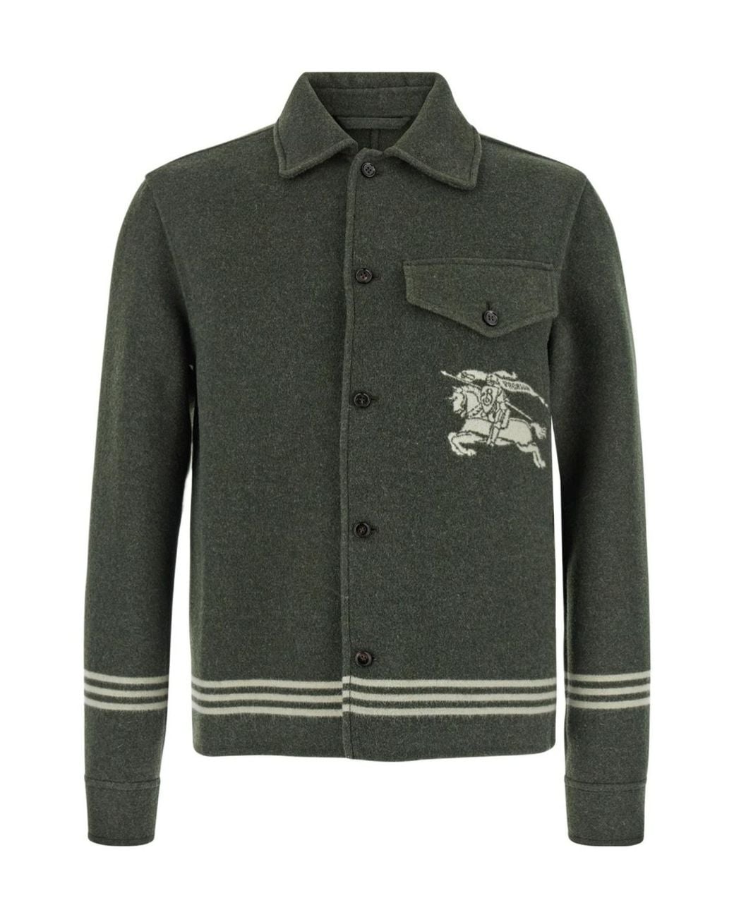 Burberry Green Ekd Motif Stripe Detailed Jacket for men